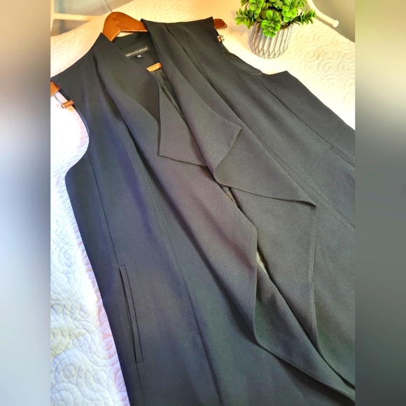 Saks 5th Avenue | Asymmetrical Draped Vest Duster | Black | Size XL - Picture 5 of 15